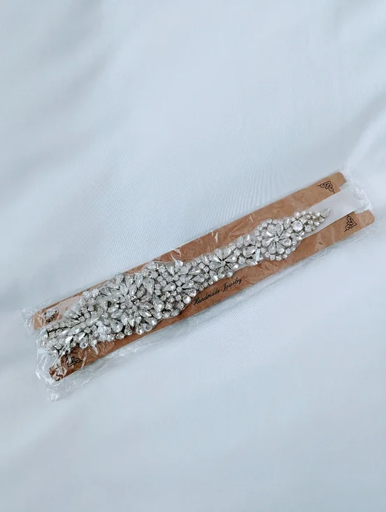 Bridal Crystal Rhinestone Wedding Dress Belt - Picture 7 of 8